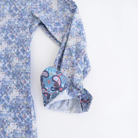 Jermyn and Bond "Modern Fit" Paint Splash  Button Up Long Sleeve Shirt - Picture 10 of 11